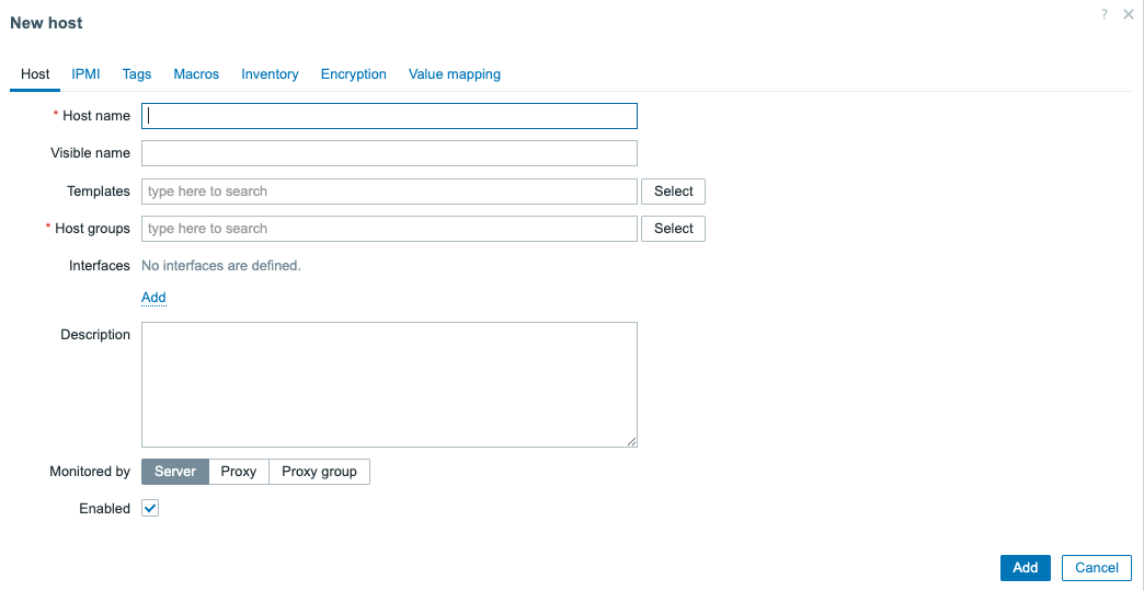 Host creation empty