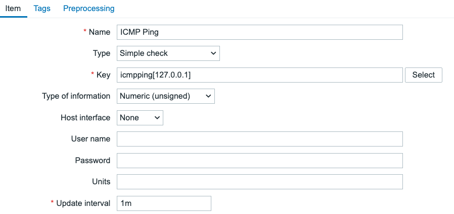 ICMP Ping item