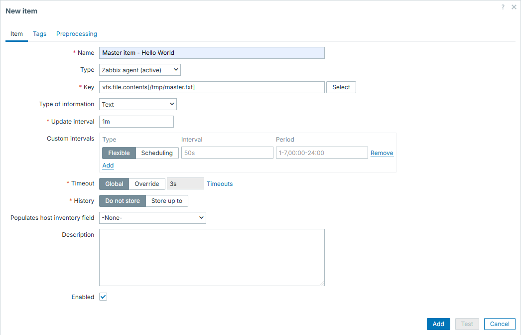Dependent items - first master item