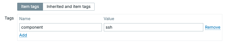 CLI Monitoring SSH item tag