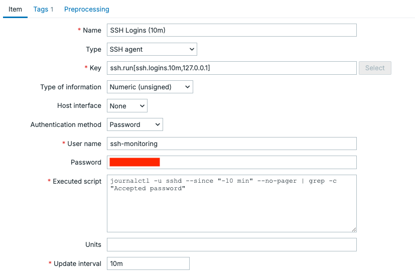 CLI Monitoring SSH item
