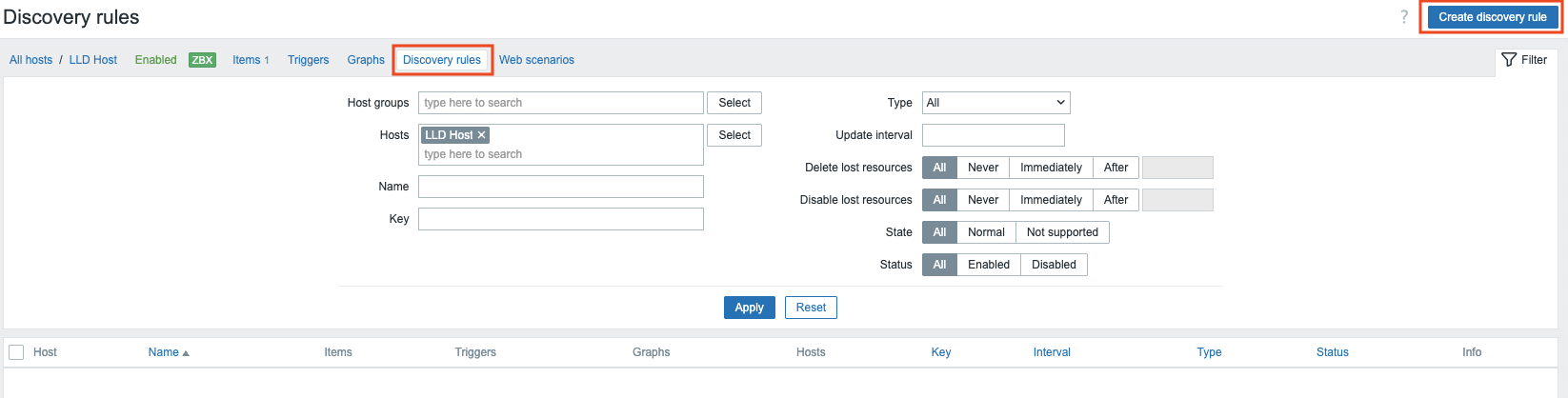 Create discovery rule