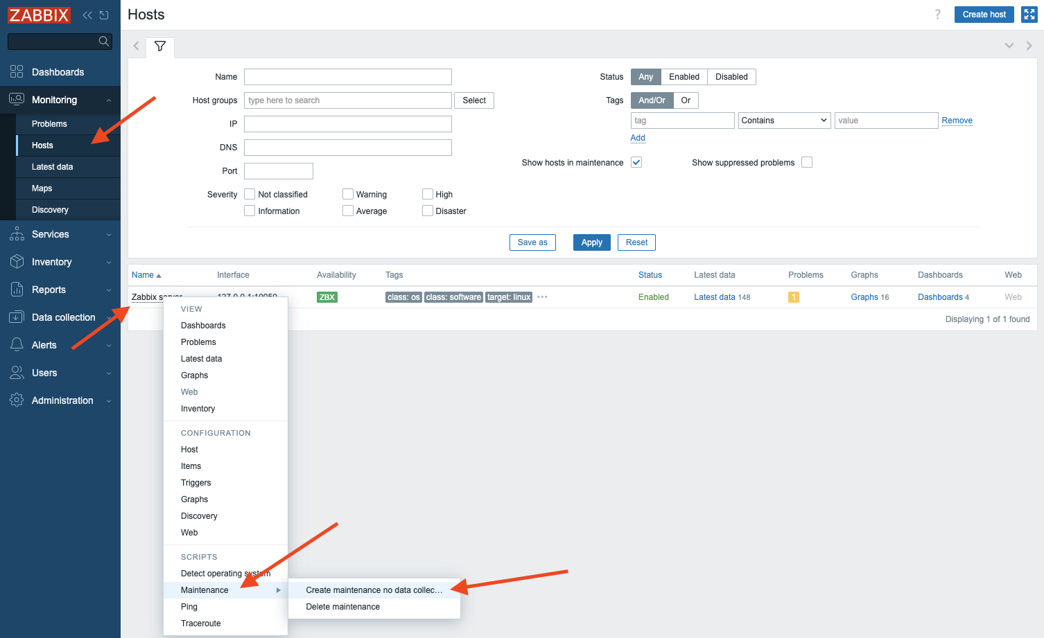 Monitoring host