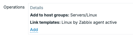 Zabbix Agent autoregistration action operations