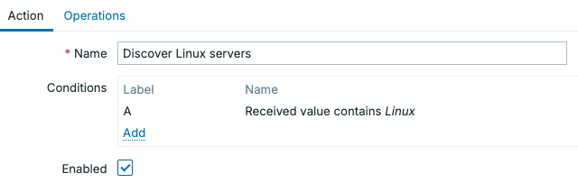 Network discovery action conditions
