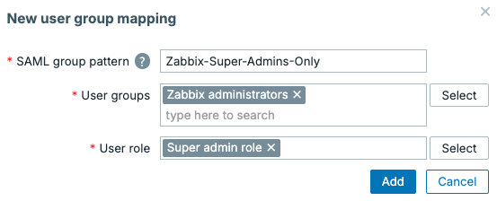 Microsoft Entra ID - Zabbix SAML group configuration