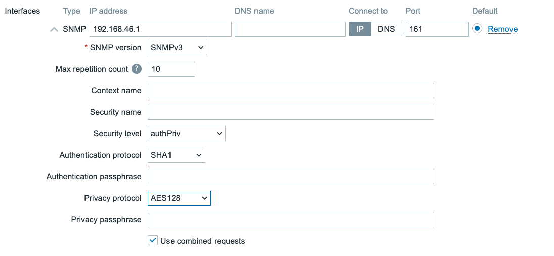 SNMPv3 interface