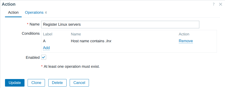 Conditions for ZBX active checks